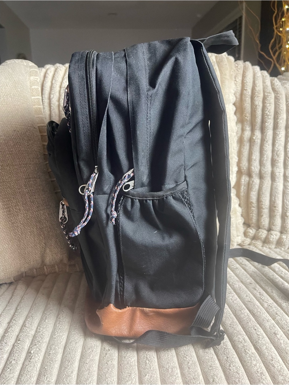 JanSport Right Pack Backpack Black Cordura Suede Leather Bottom 26L - Picture 5 of 9